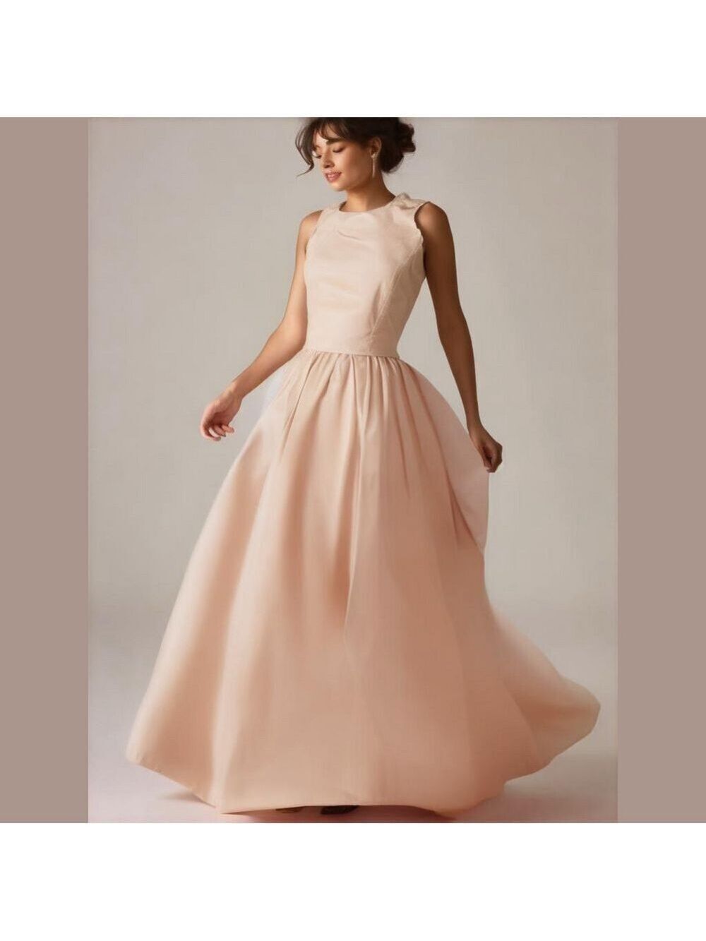 90s PINK TAFFETA BACKLESS KEYHOLE SLEEVELESS FIT & FLARE MAXI GOWN PETTICOAT 10